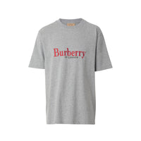 PALE GREY MELANGE T-shirt en coton avec logo d'archive brodé