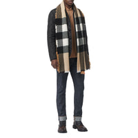 CAMEL Écharpe en laine et cachemire à motif check avec franges