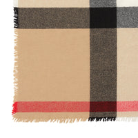 CAMEL Écharpe en laine et cachemire à motif check avec franges