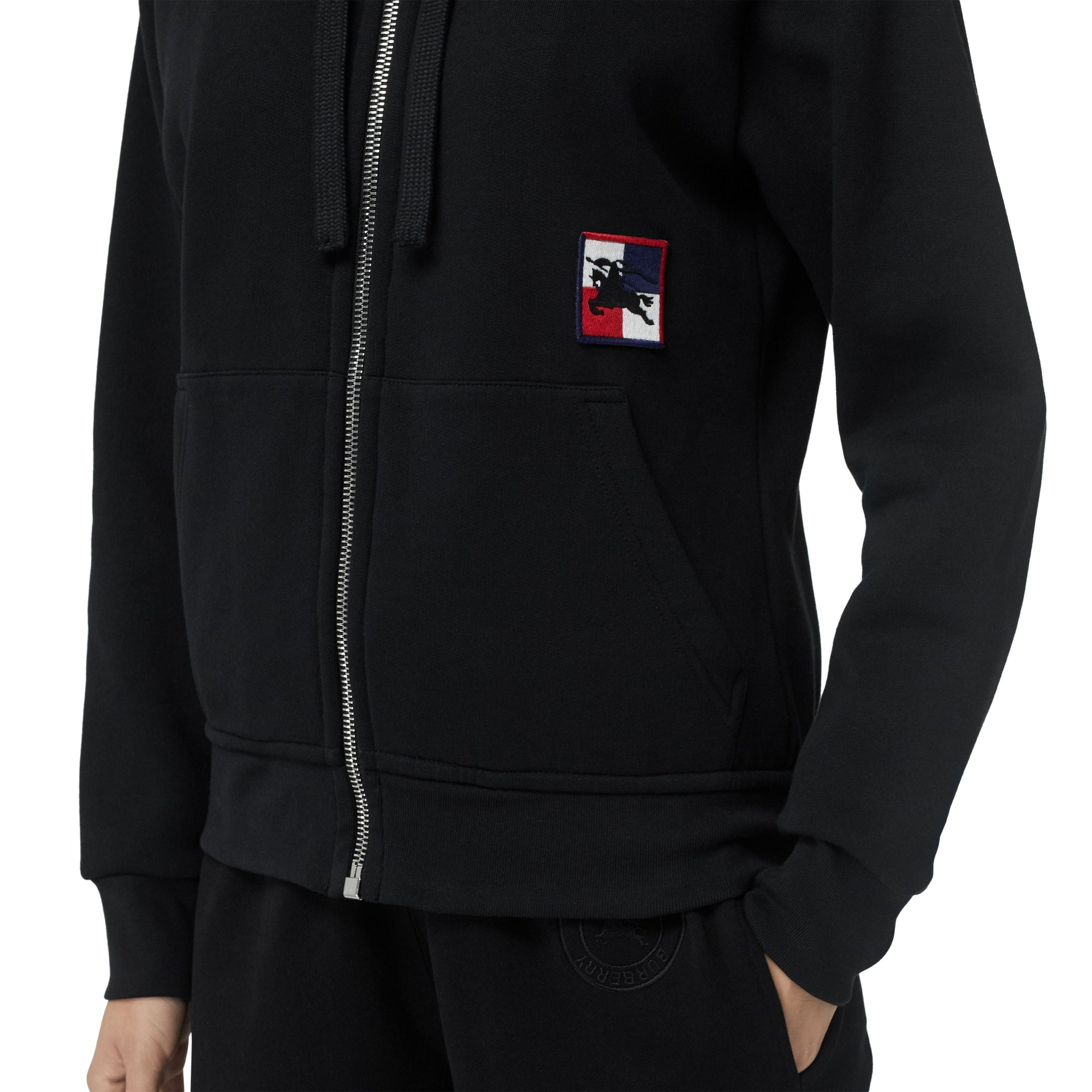 BLACK Veste à capuche en jersey de coton avec emblème du Cavalier à damier