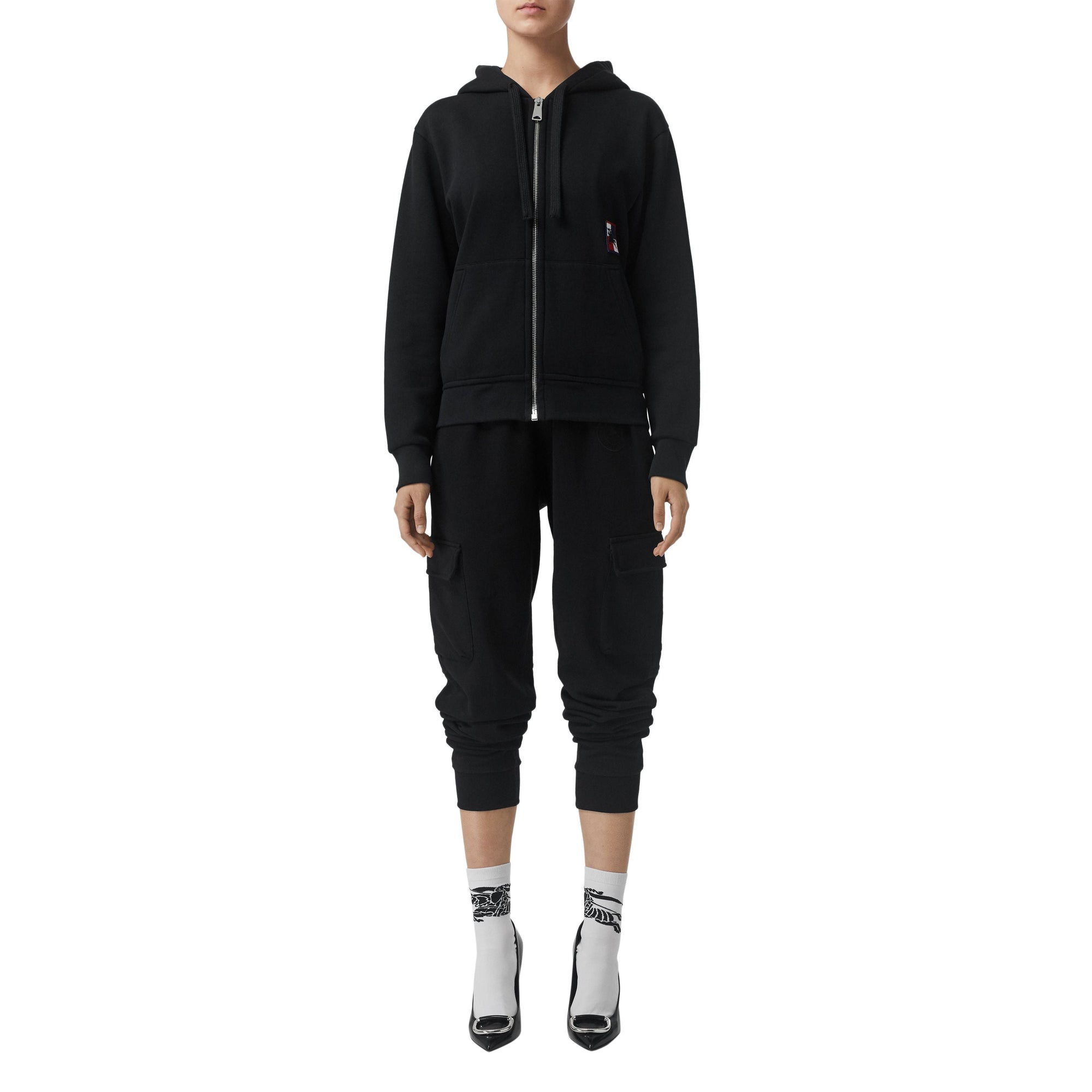 BLACK Veste à capuche en jersey de coton avec emblème du Cavalier à damier