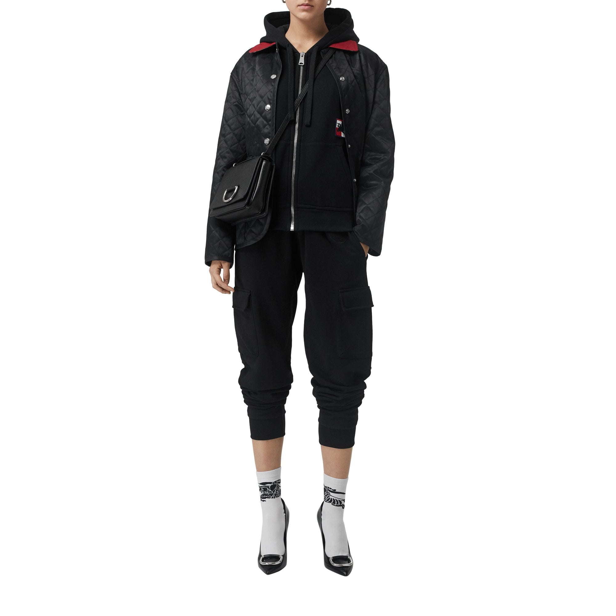 BLACK Veste à capuche en jersey de coton avec emblème du Cavalier à damier