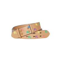 Ceinture en cuir avec emblème du cavalier pour sac the belt moyen - Camel clair