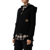 BLACK Haut à capuche en cachemire avec écusson brodé