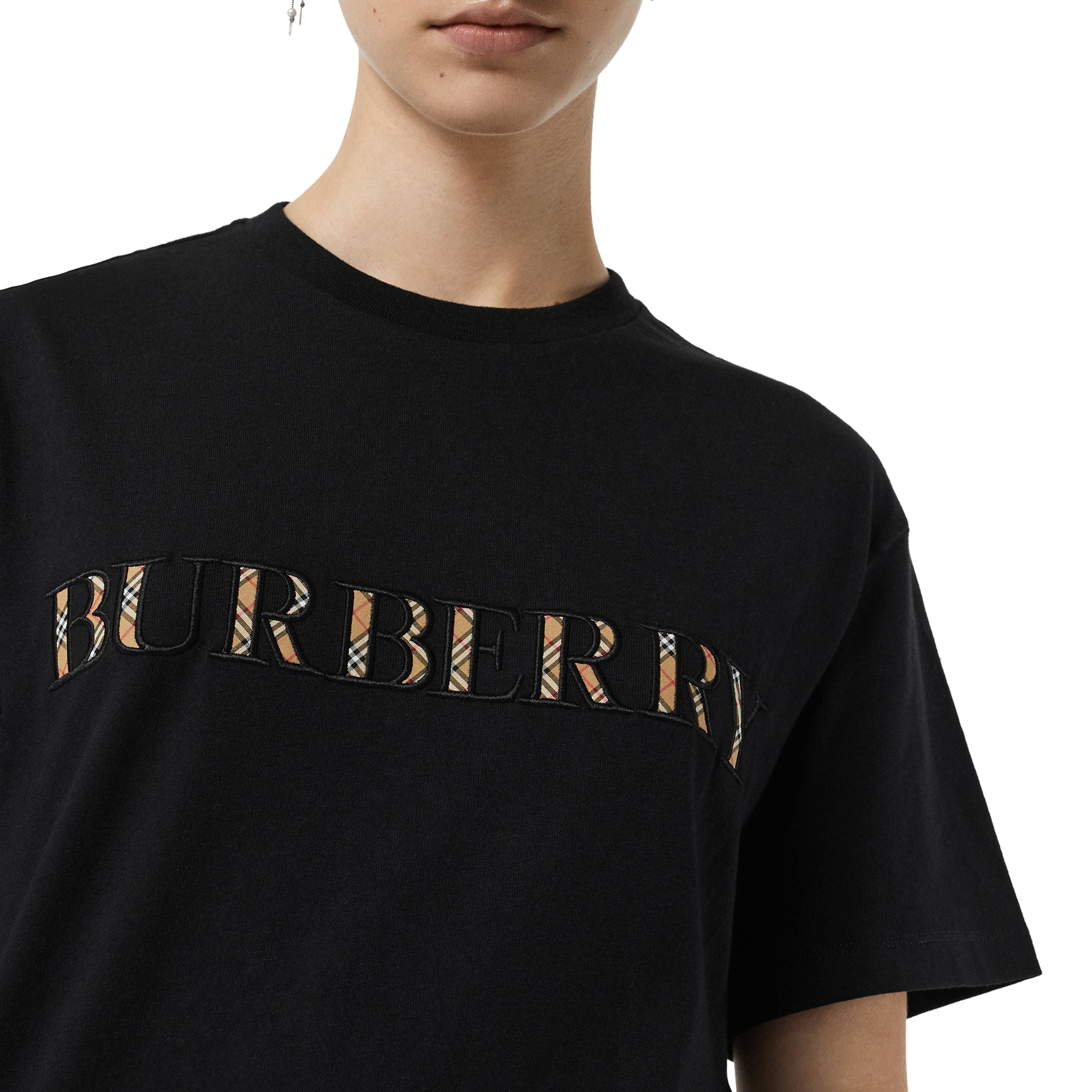 BLACK T-shirt en coton avec logo à motif check
