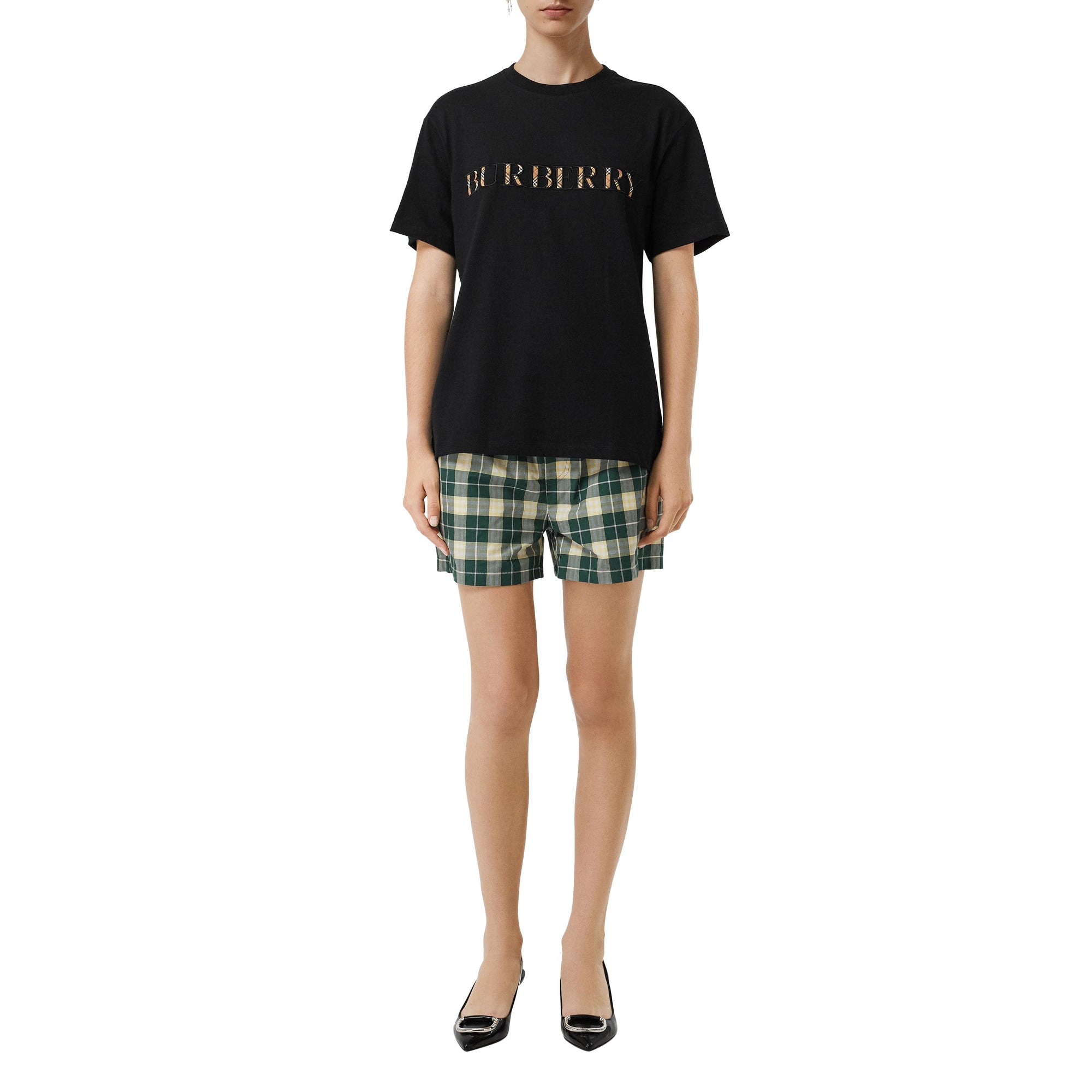 BLACK T-shirt en coton avec logo à motif check