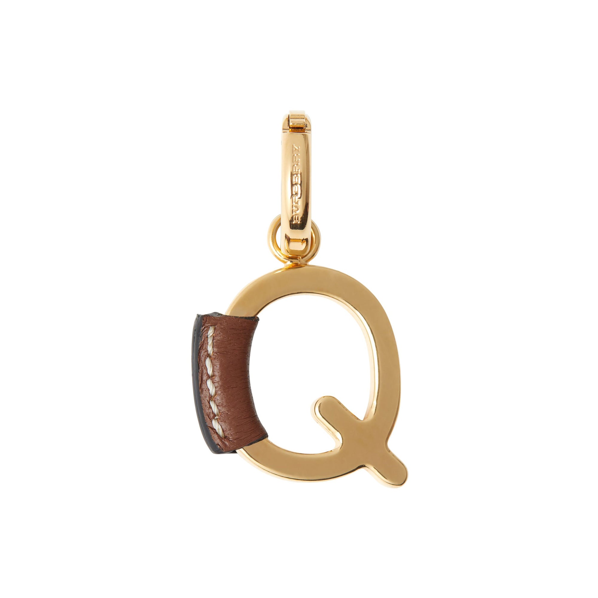 Bijou alphabet « Q » recouvert de cuir - Or Clair & Hâle