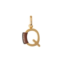 Bijou alphabet « q » recouvert de cuir - Or clair & hâle