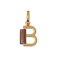 Bijou alphabet « B » recouvert de cuir - Or Clair & Hâle