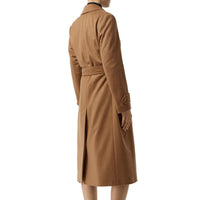 Manteau portefeuille en cachemire avec revers en pointe - Sable foncé