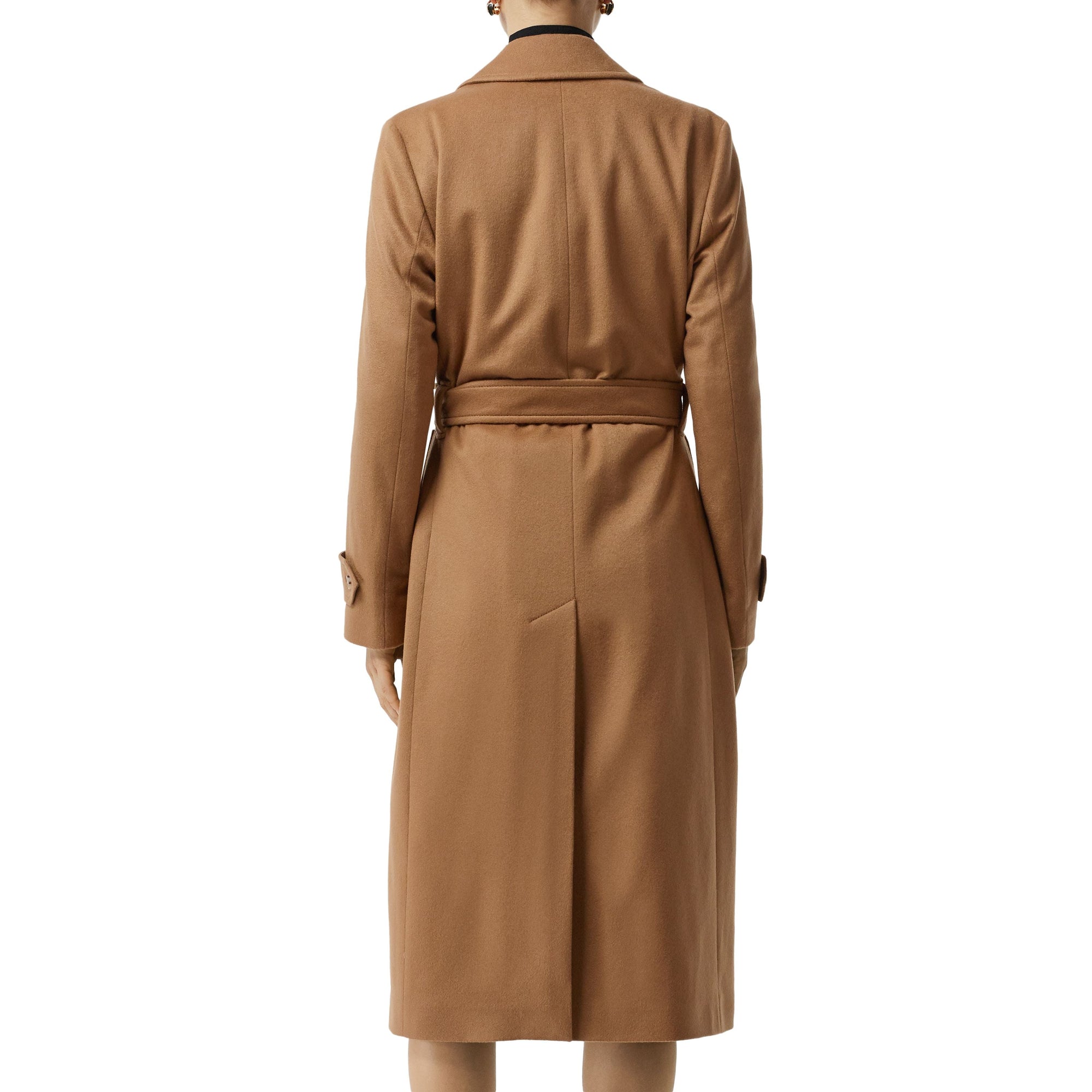 Manteau portefeuille en cachemire avec revers en pointe - Sable foncé