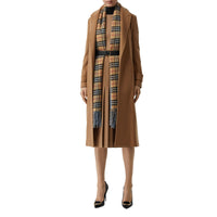 Manteau portefeuille en cachemire avec revers en pointe - Sable foncé