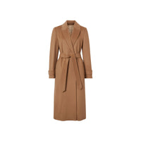 Manteau portefeuille en cachemire avec revers en pointe - Sable foncé