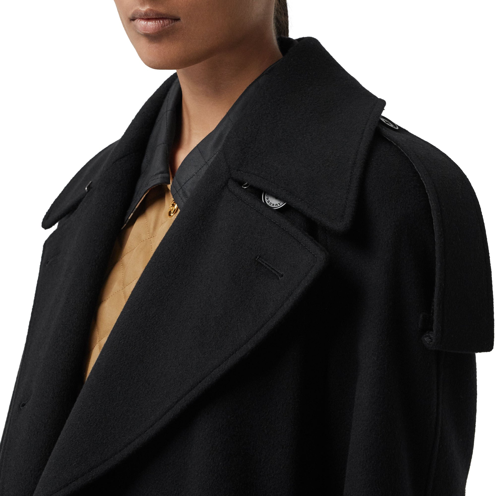 Manteau à double boutonnage en laine et cachemire - Noir