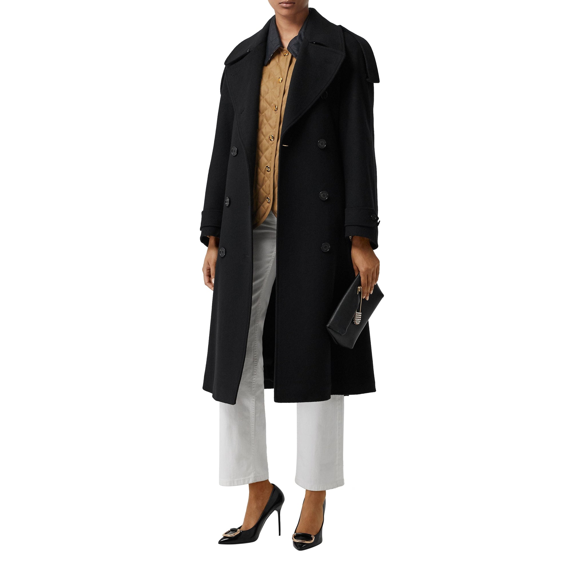 Manteau à double boutonnage en laine et cachemire - Noir