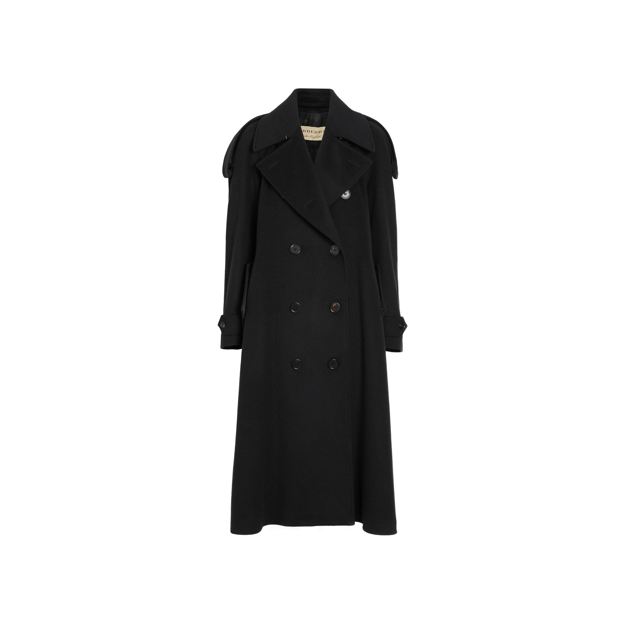 Manteau à double boutonnage en laine et cachemire - Noir