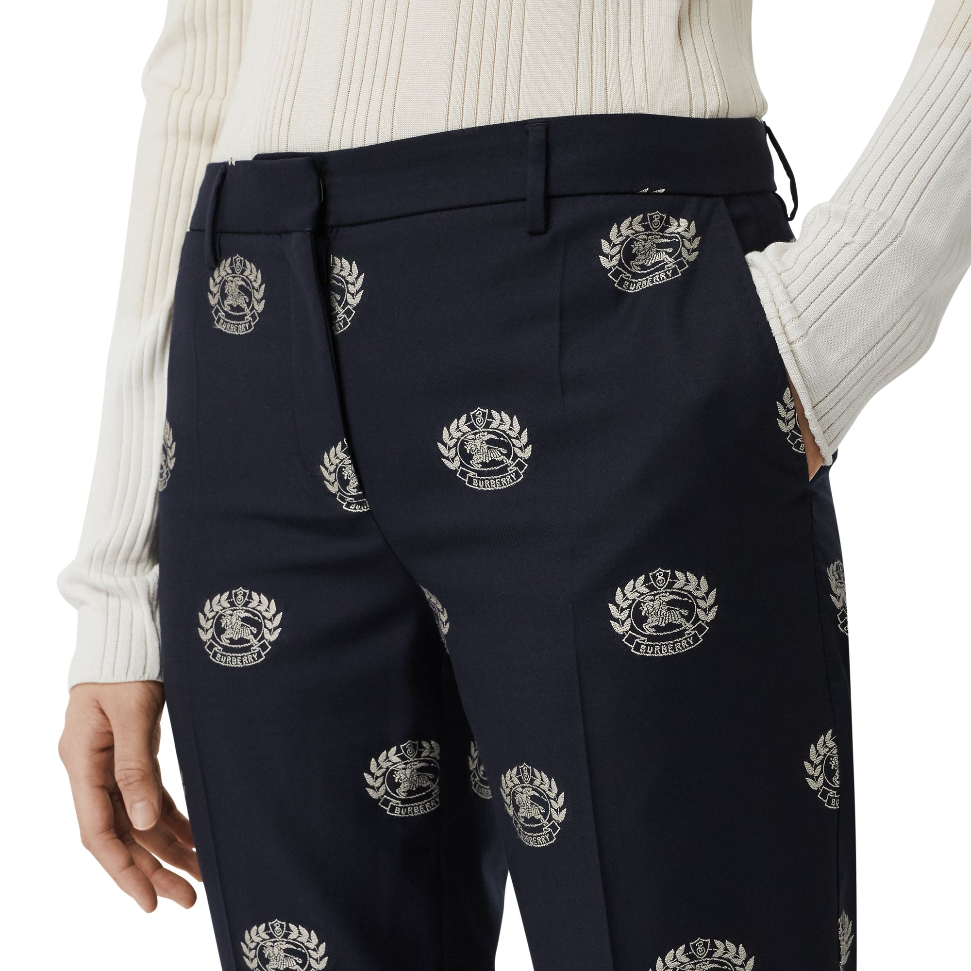 MIDNIGHT BLUE IP PTN Pantalon tailleur 7/8 en laine avec écusson