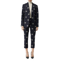 MIDNIGHT BLUE IP PTN Pantalon tailleur 7/8 en laine avec écusson