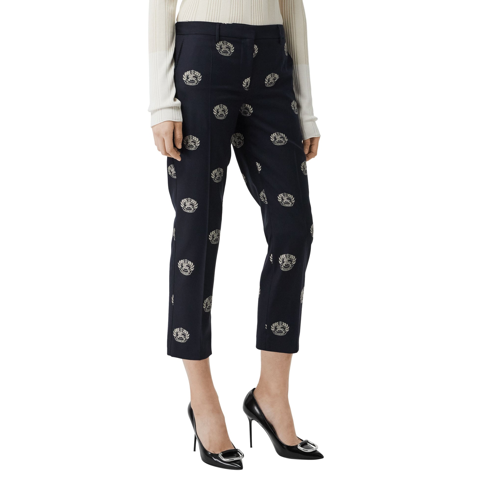 MIDNIGHT BLUE IP PTN Pantalon tailleur 7/8 en laine avec écusson
