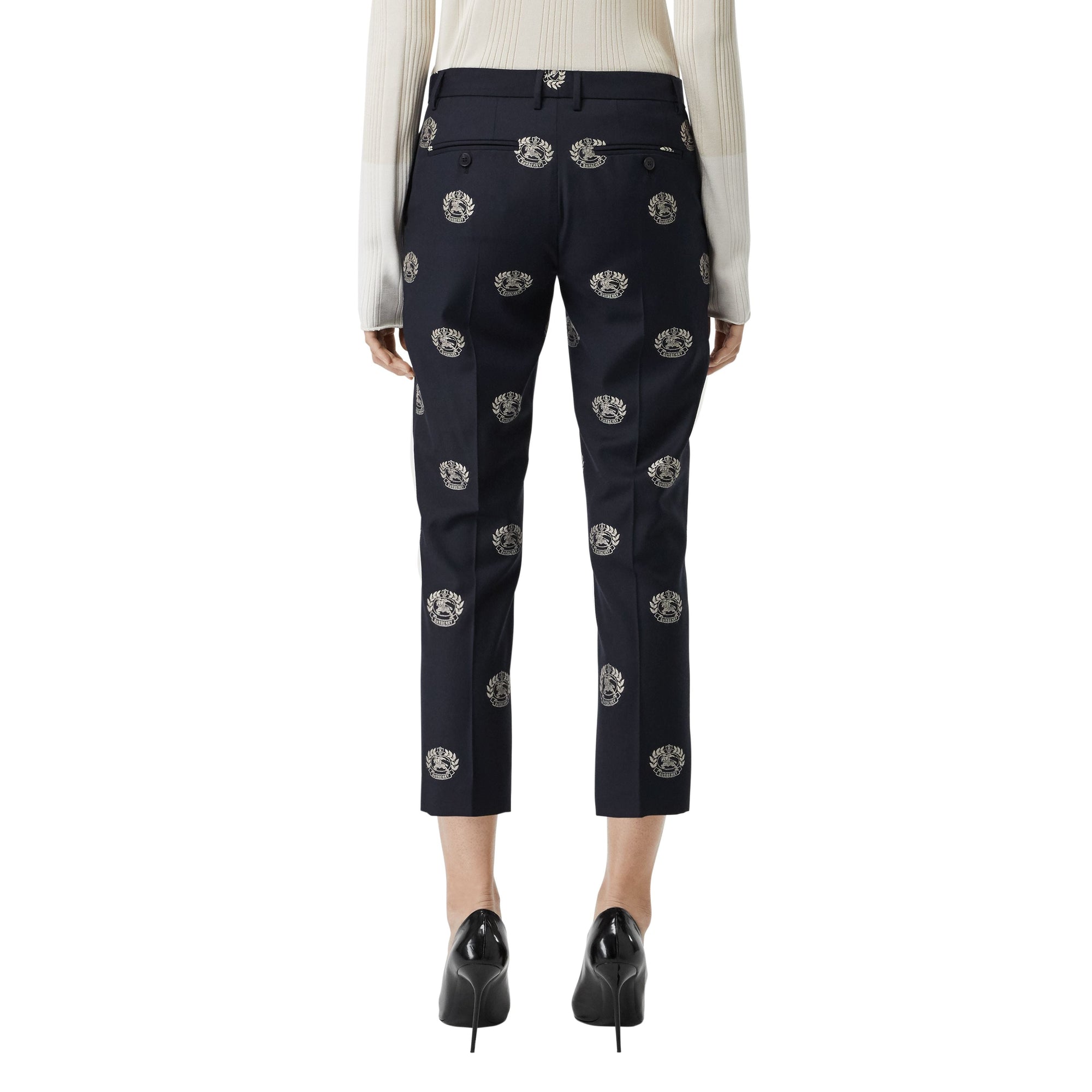 MIDNIGHT BLUE IP PTN Pantalon tailleur 7/8 en laine avec écusson