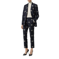 MIDNIGHT BLUE IP PTN Pantalon tailleur 7/8 en laine avec écusson