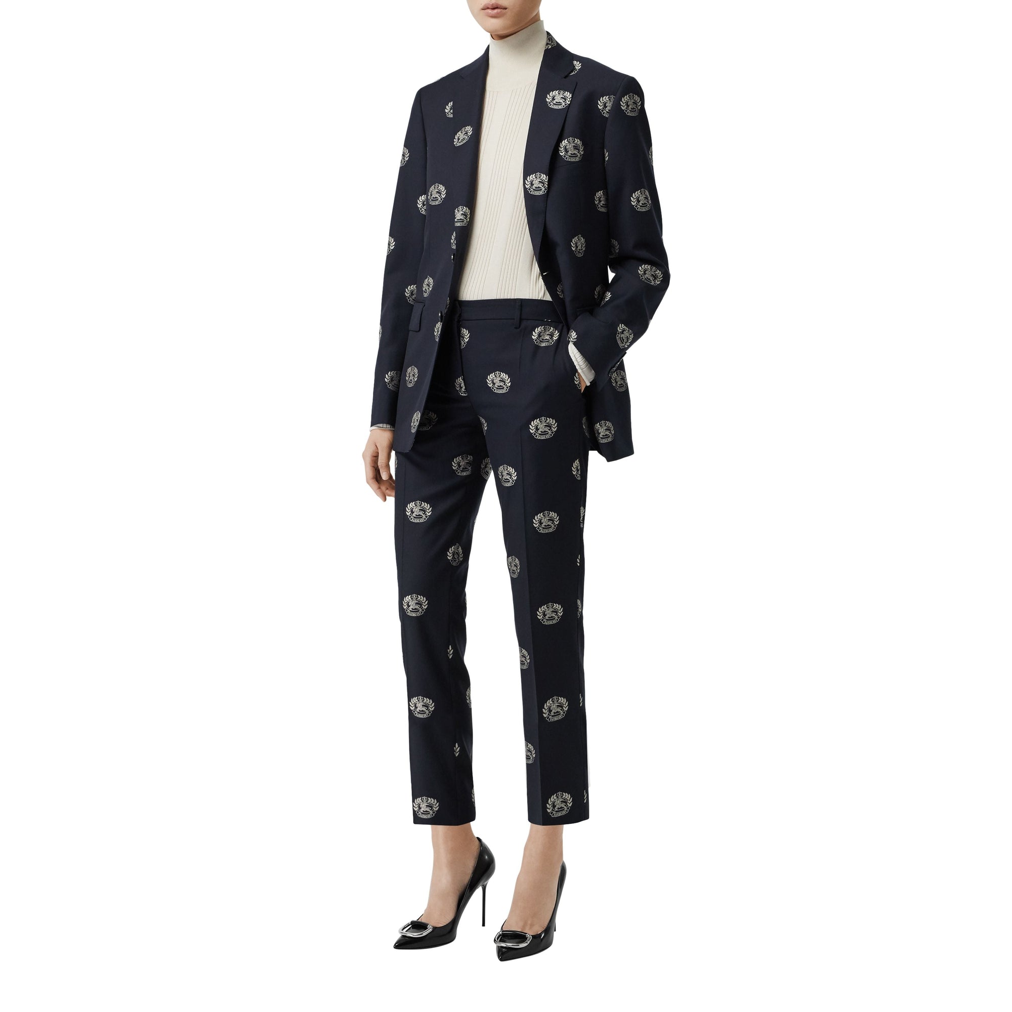 MIDNIGHT BLUE IP PTN Pantalon tailleur 7/8 en laine avec écusson