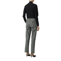 MIST GREEN CHK Pantalon droit en laine à motif check Prince de Galles