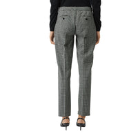 MIST GREEN CHK Pantalon droit en laine à motif check Prince de Galles