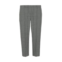 MIST GREEN CHK Pantalon droit en laine à motif check Prince de Galles