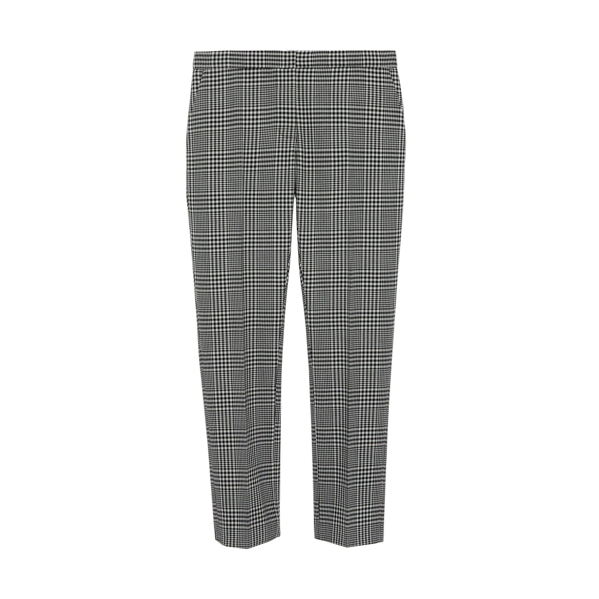 MIST GREEN CHK Pantalon droit en laine à motif check Prince de Galles