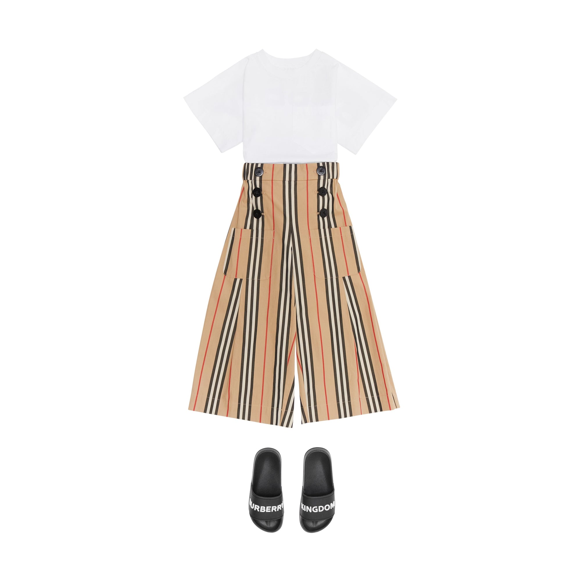 Pantalon de marin en coton à rayures iconiques - Beige d'archive