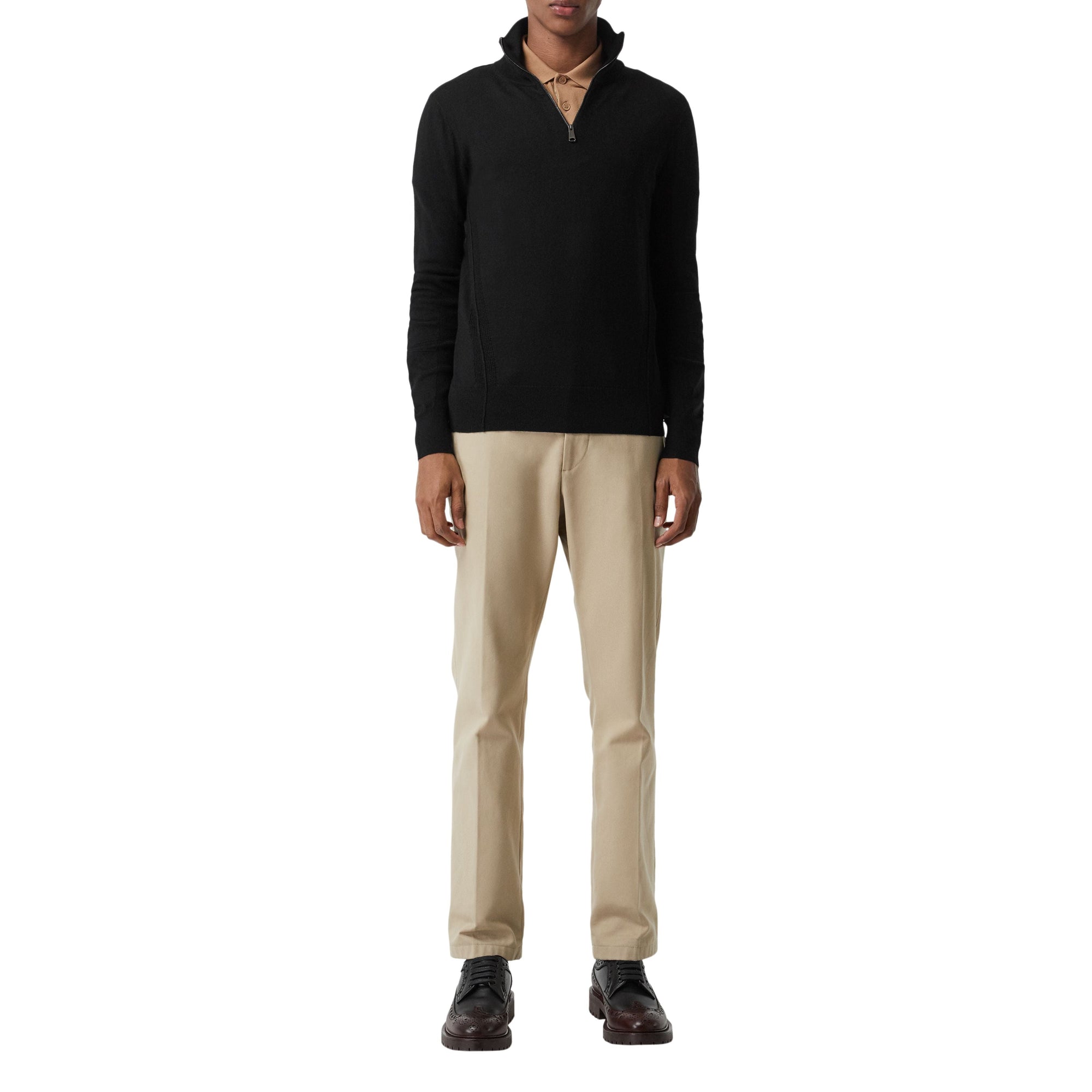 BLACK Pull semi-zippé en laine mérinos