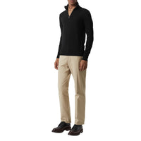 BLACK Pull semi-zippé en laine mérinos