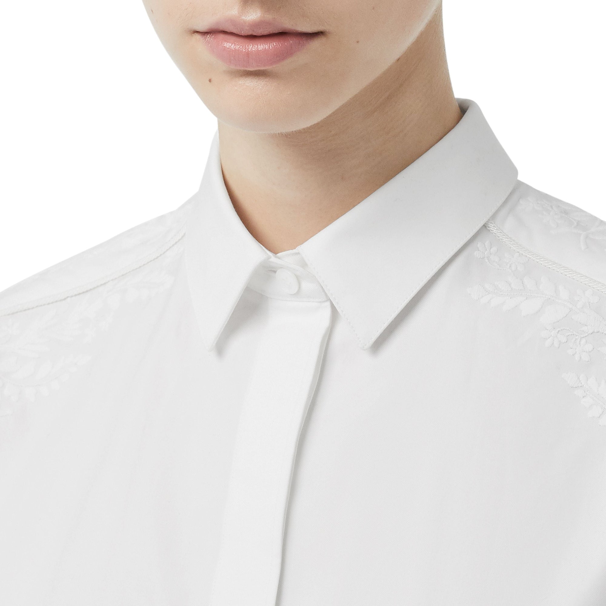 WHITE Chemise habillée en coton à motif floral brodé