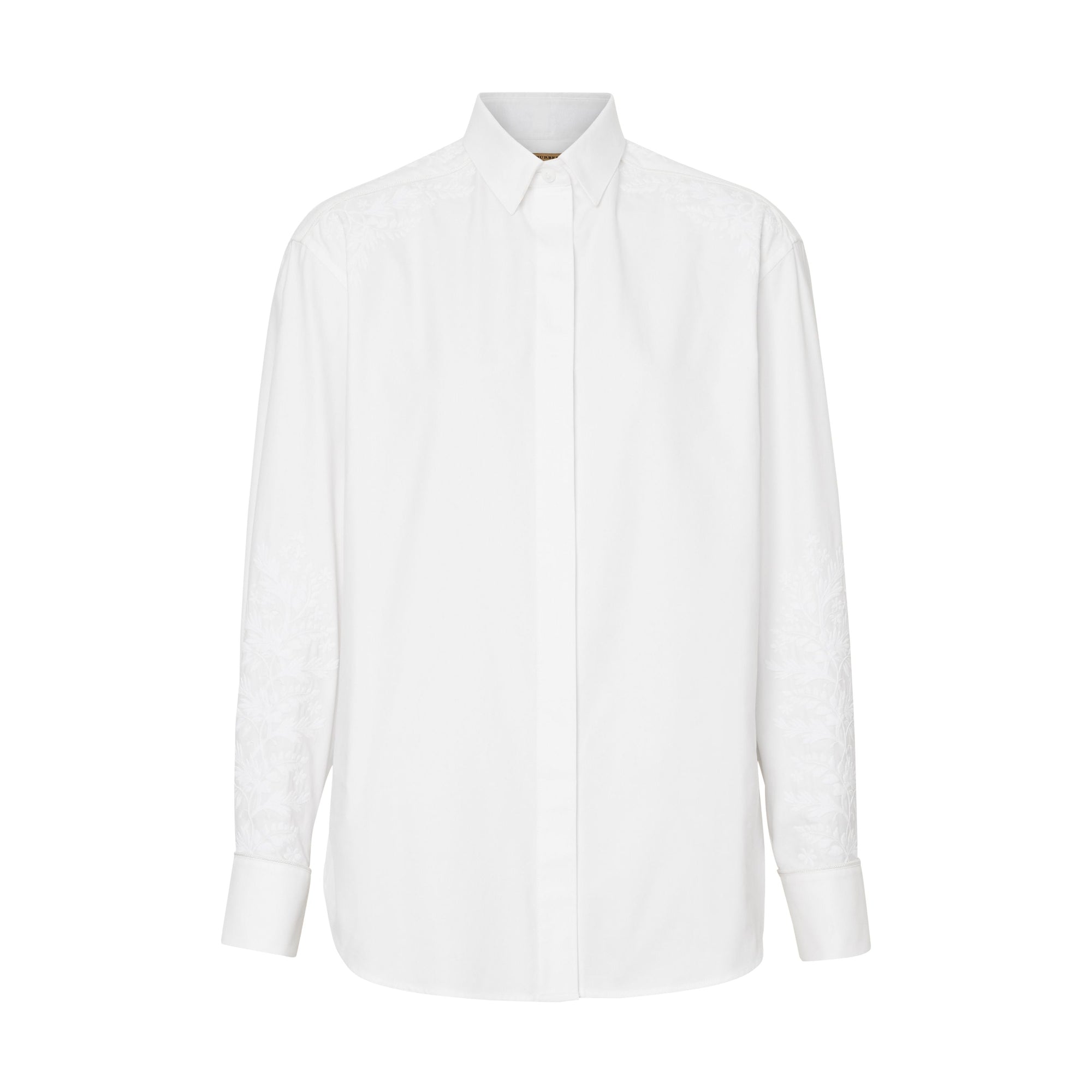 WHITE Chemise habillée en coton à motif floral brodé