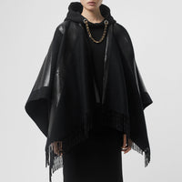 Cape en laine et cachemire à imprimé union jack - Noir