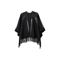 Cape en laine et cachemire à imprimé union jack - Noir