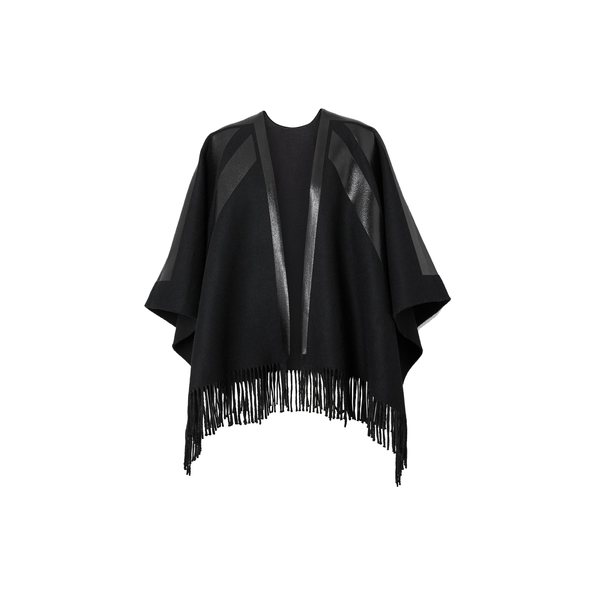 Cape en laine et cachemire à imprimé union jack - Noir