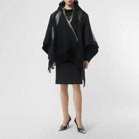 Cape en laine et cachemire à imprimé union jack - Noir