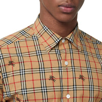 CAMEL IP CHECK Chemise en coton à motif check et emblèmes du Cavalier