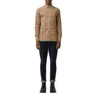 CAMEL IP CHECK Chemise en coton à motif check et emblèmes du Cavalier