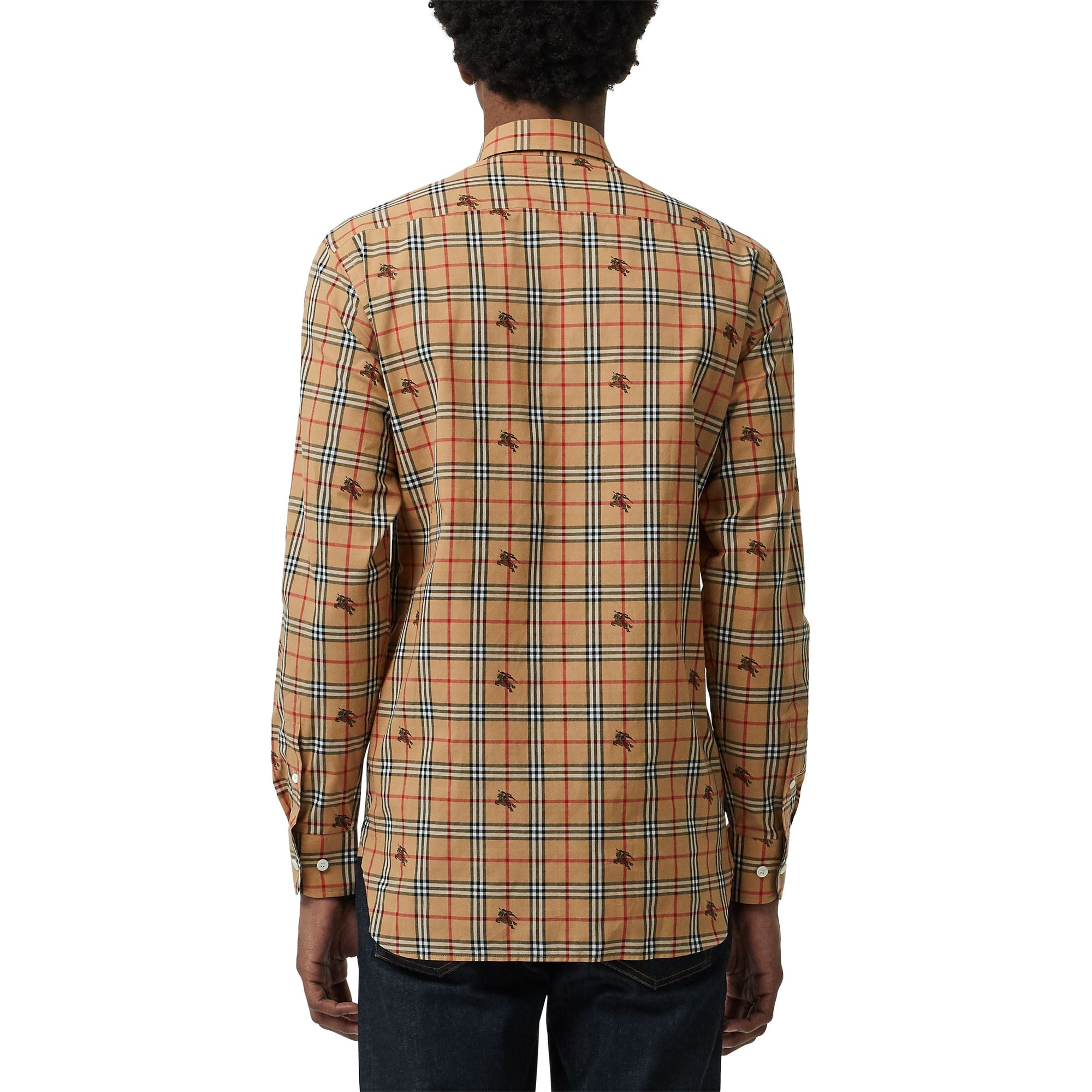 CAMEL IP CHECK Chemise en coton à motif check et emblèmes du Cavalier