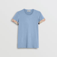 LUPIN BLUE T-shirt en coton stretch avec check