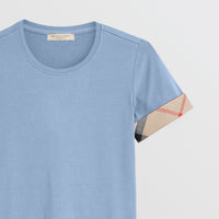 LUPIN BLUE T-shirt en coton stretch avec check