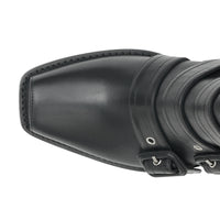 Bottines à bout ouvert en cuir avec boucles - Noir