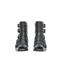 Bottines à bout ouvert en cuir avec boucles - Noir