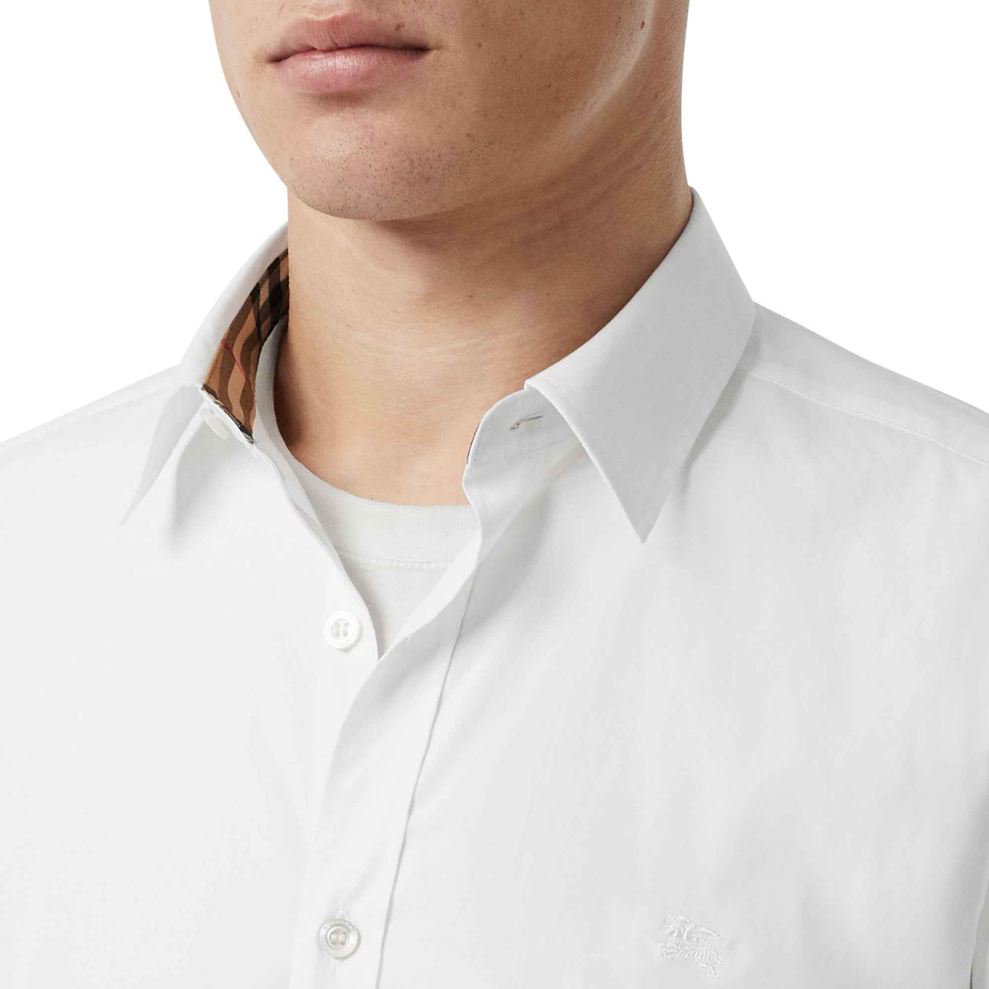 WHITE Chemise en popeline de coton extensible