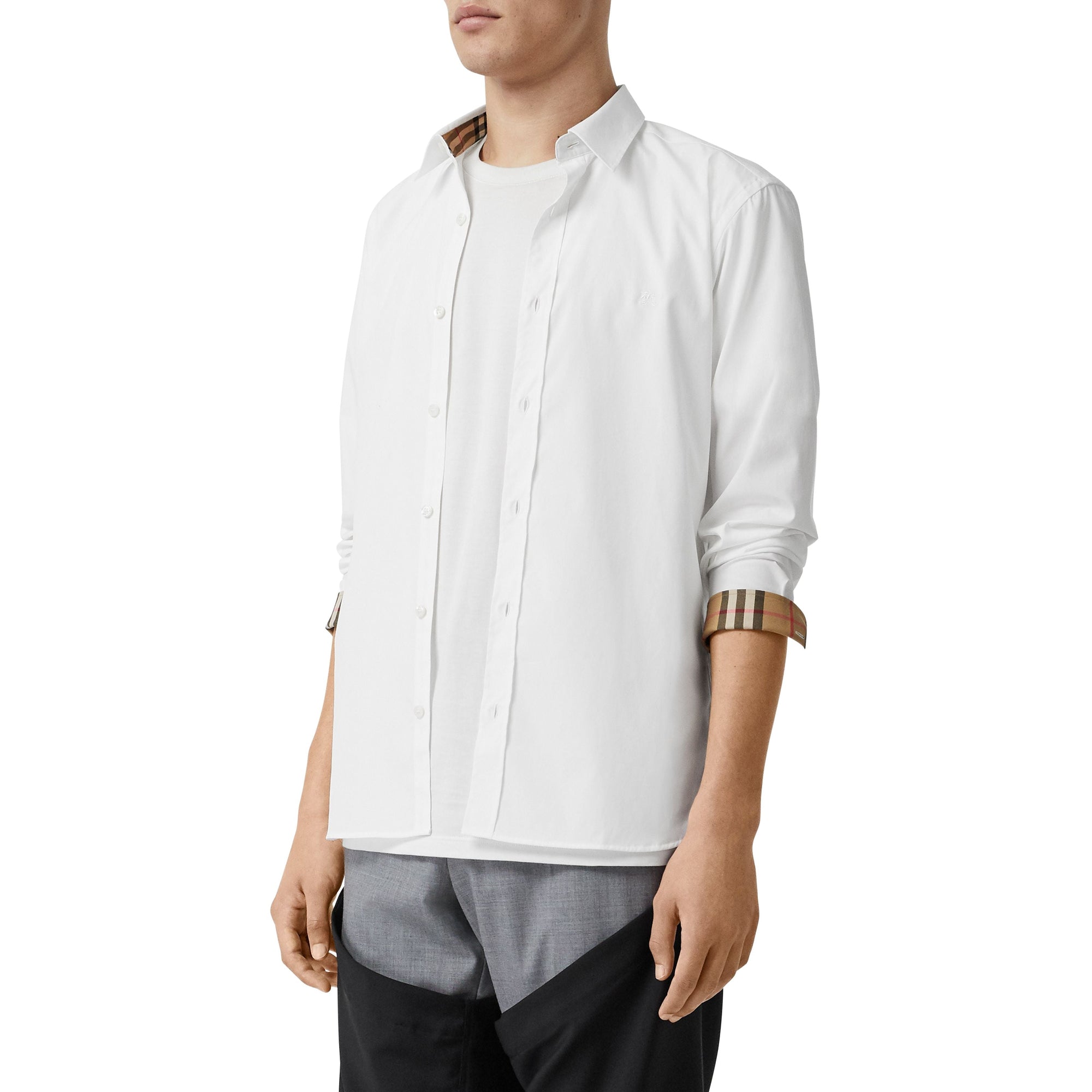 WHITE Chemise en popeline de coton extensible