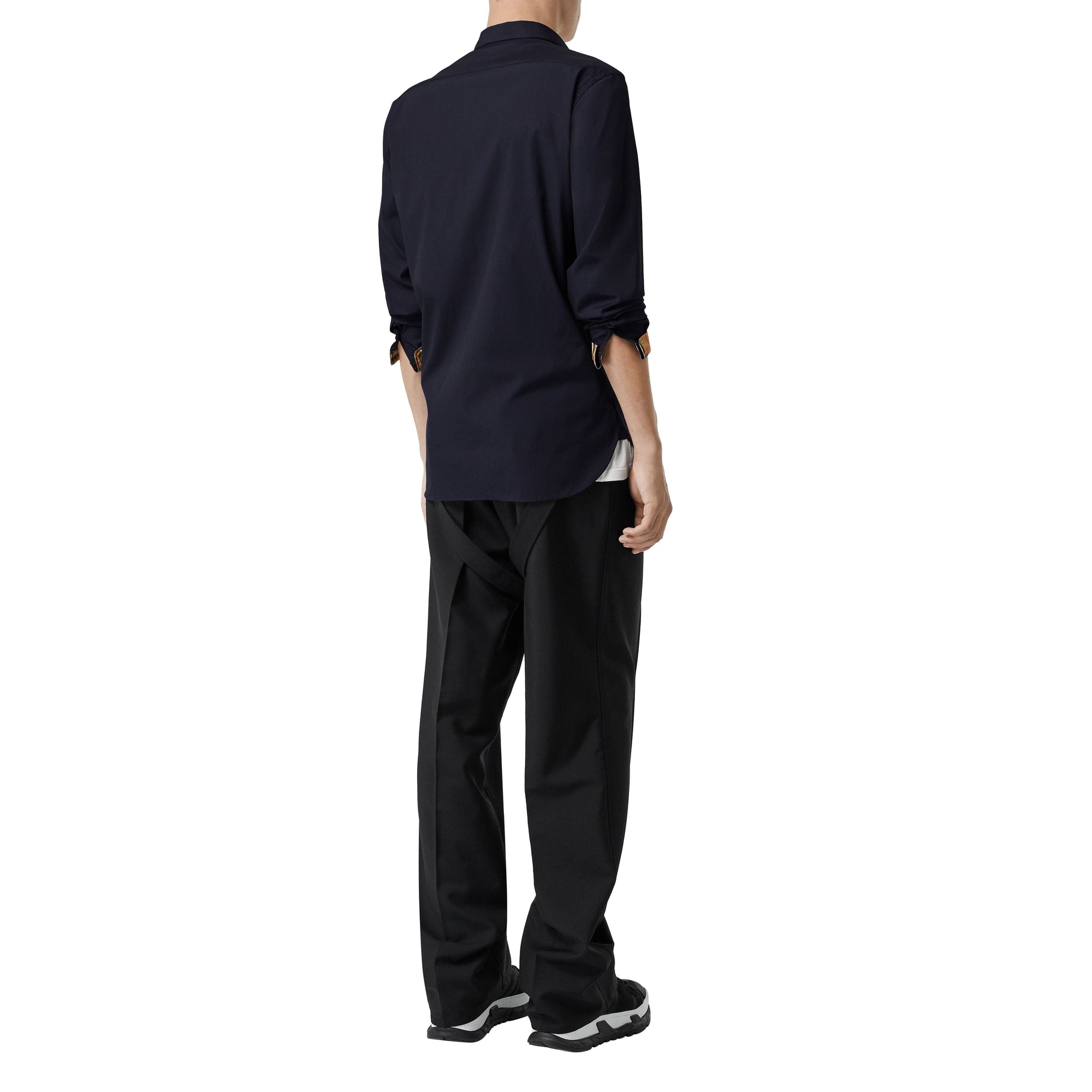 NAVY Chemise en coton extensible avec bouton de couleur différente