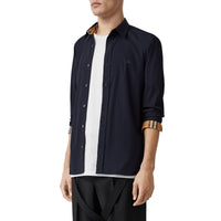 NAVY Chemise en coton extensible avec bouton de couleur différente